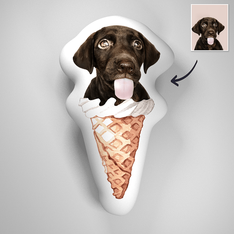 Oreiller personnalisé portrait 3D de chien de crème glacée — Jouets pour chiens