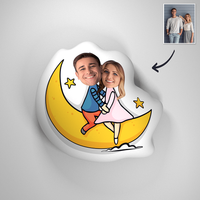 Anniversary Gift Custom Throw Pillow Love You Moon Back