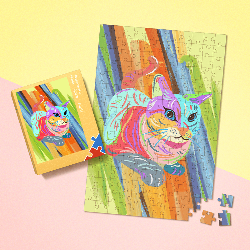Custom Photo Puzzle - Colourful Cat — Dog Toys