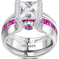 Vintage Zirconia Engagement Ring Sterling Silver