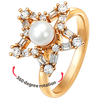 Stackable Spinning Ring with Zircon and Pearl