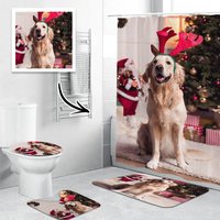 Ensemble Rideau de Douche et Tapis de Salle de Bain Noël — Décoration murale