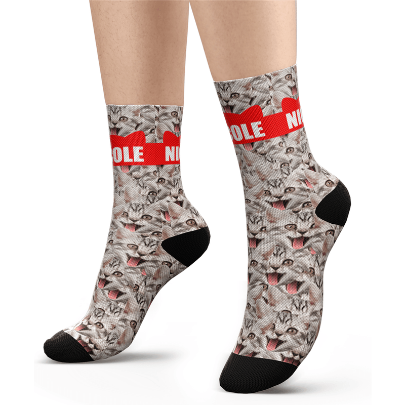 Chaussettes personnalisées chat amusant avec votre texte — Jouets pour chiens