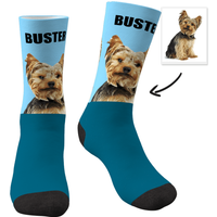 Custom Photo Dog Portrait Socks with Text
