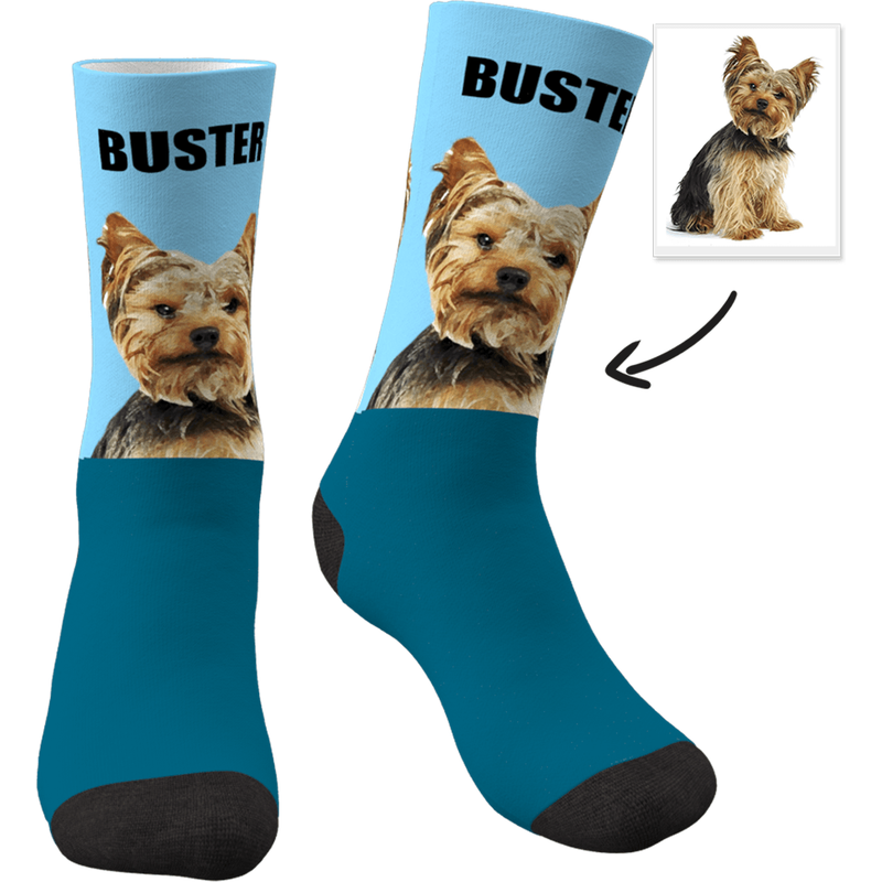 Chaussettes personnalisées portrait de chien avec texte — Chaussettes fantaisie