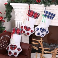 Dog Paw Plaid Socks Gift Bag