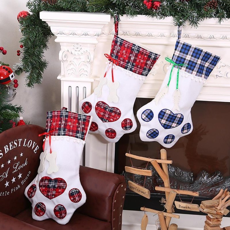 Bas à Motif Pattes de Chien Carreaux — Jouets pour chiens