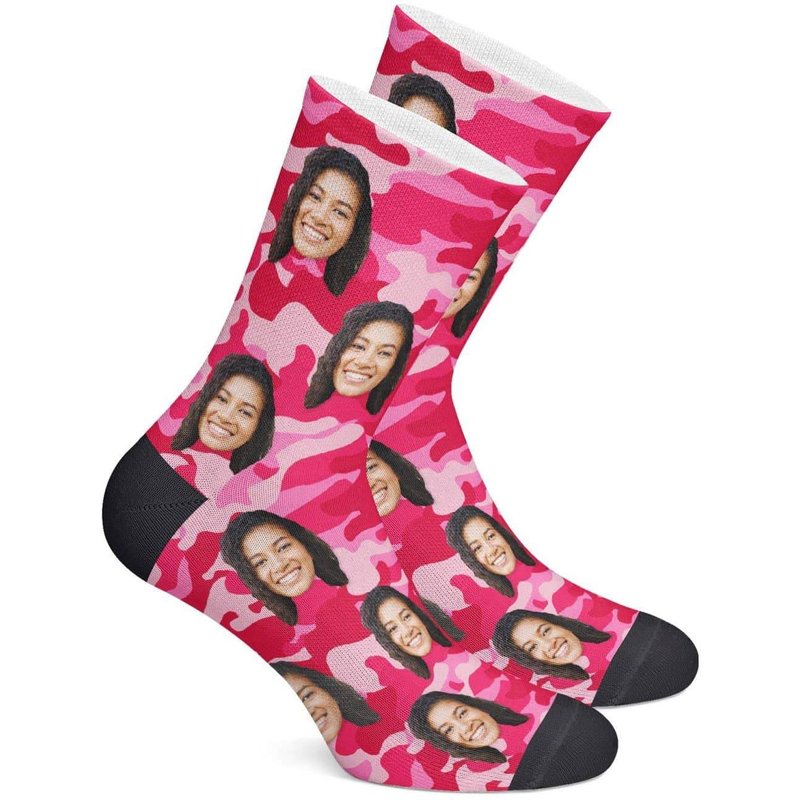 Custom Face Camo Style Socks – Girl's Gift — Fashion Accessories