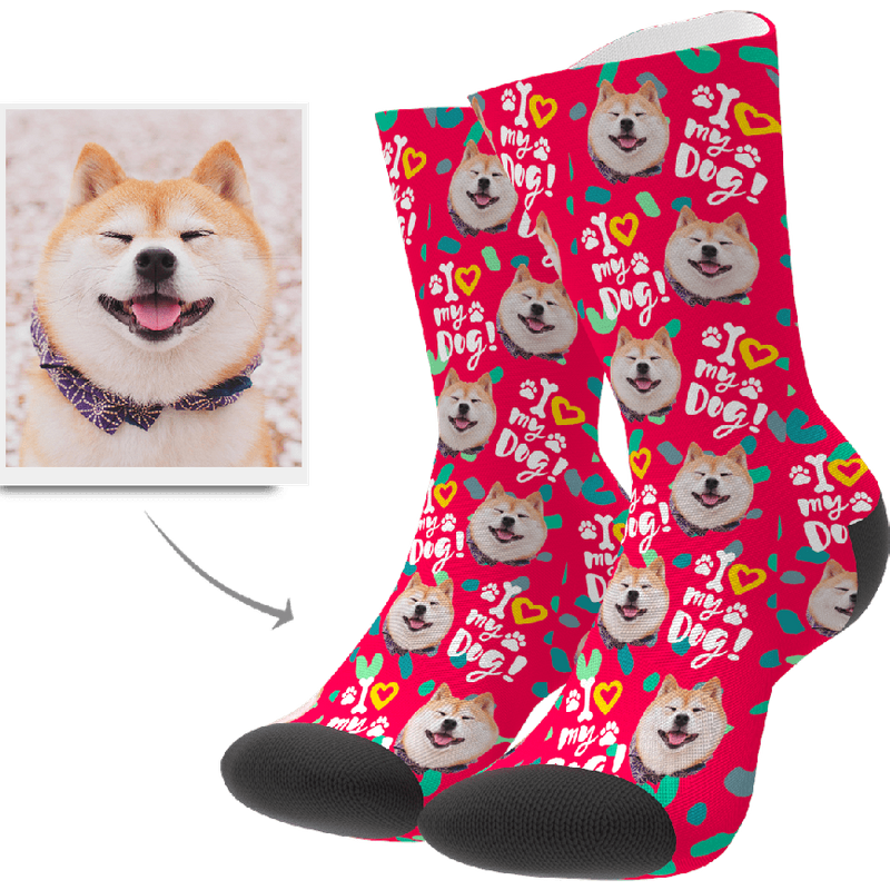 Chaussettes Noël motif visage pour amateurs de chiens — Chaussettes fantaisie