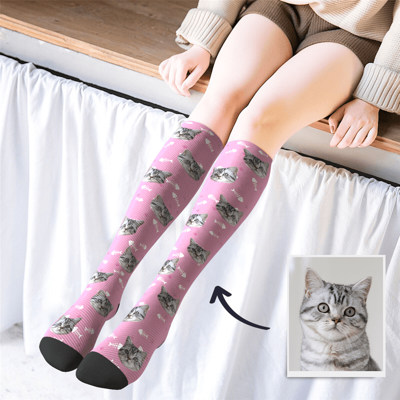 Chaussettes Montantes avec Visage de Chat pour Amateurs d'Animaux - 3 Couleurs — Chaussettes fantaisie