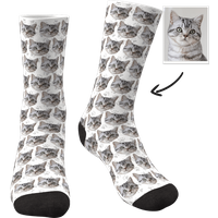 Custom Face Socks - Cat Memorial Personalized Sympathy