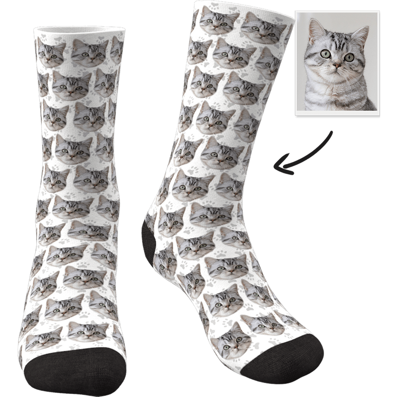 Chaussettes personnalisées chat - Cadeau souvenir sur mesure — Chaussettes fantaisie