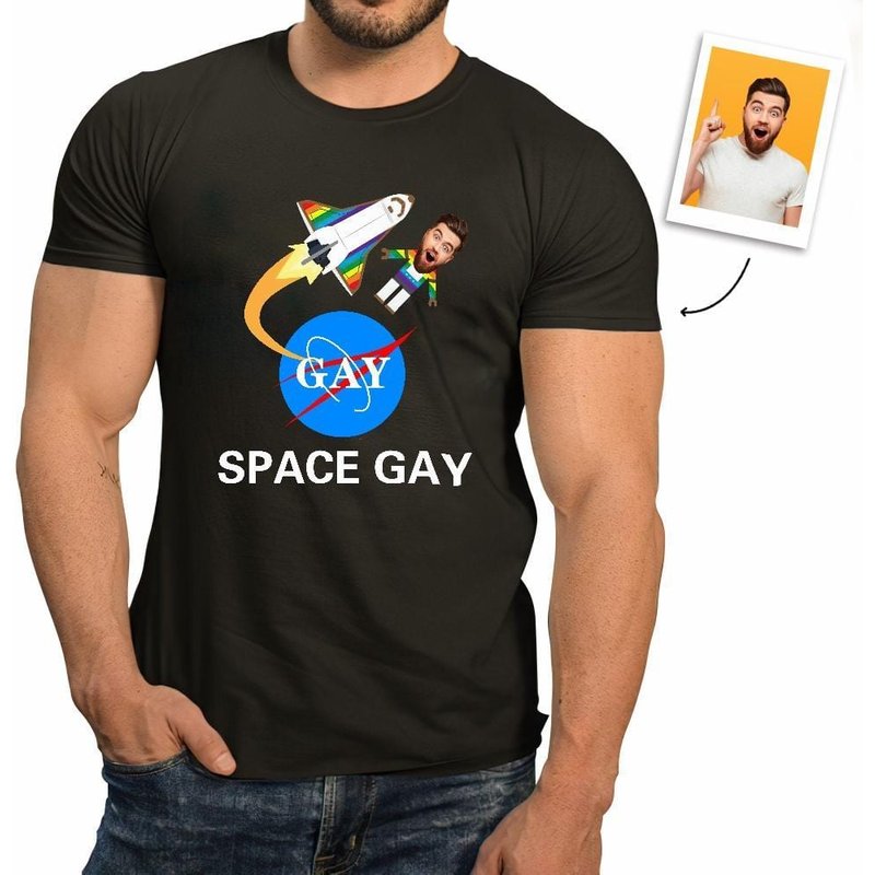 Custom LGBT Space Gay T-Shirt for Couples — Mens T Shirts