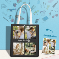 Custom Canvas Photo Collage Tote Bag for Pet Lovers