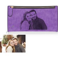 Personalized Photo Wallet Birthday Gift Purple — Wallet Men