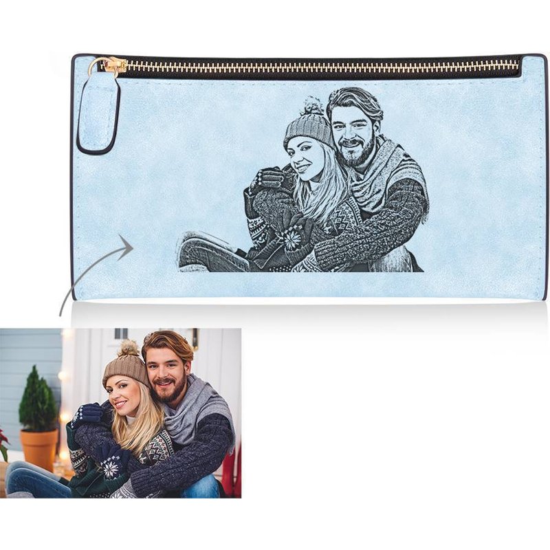 Portefeuille personnalisé bleu clair - Cadeau — Portefeuille Homme