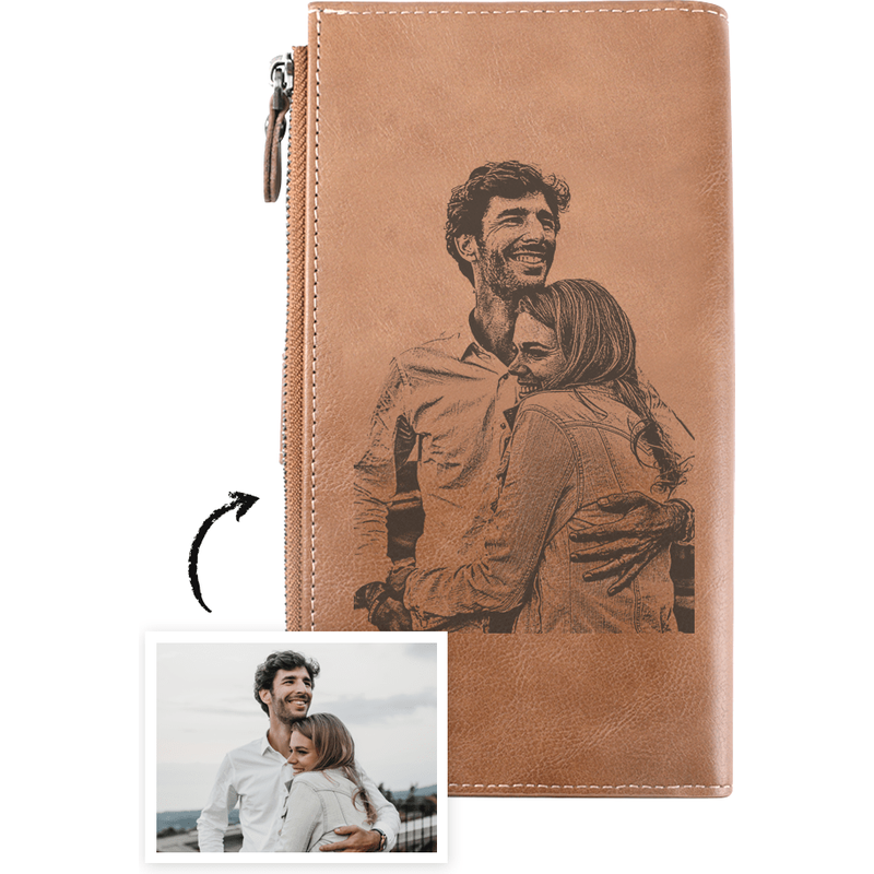 Portefeuille personnalisé brun clair pour femmes — Portefeuille Femme