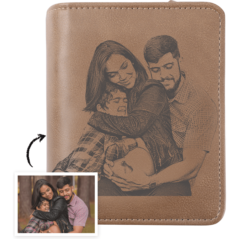 Portefeuille trifold en cuir avec photo — Portefeuille Homme