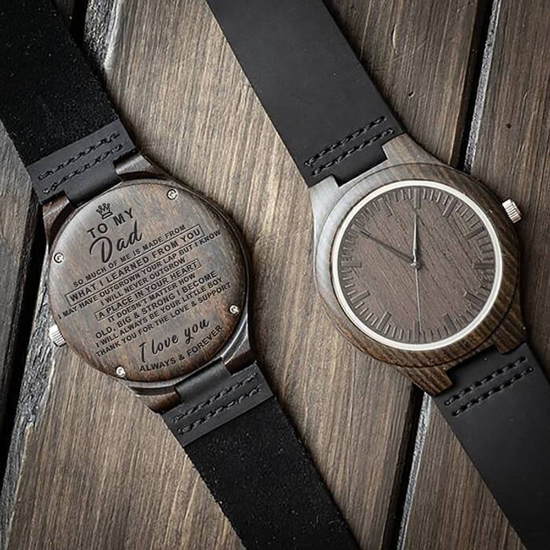 Custom Engraved Personalized Wooden Watch — Mens Watches