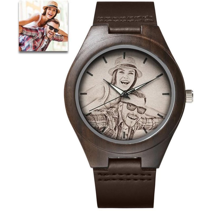 Custom Engraved Wooden Photo Watch for Men — Mens Watches