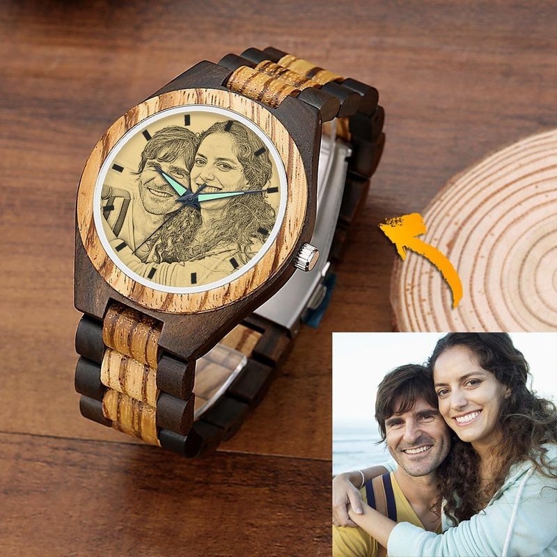 Montre en bois personnalisée - Cadeau pour ami — Montres pour hommes
