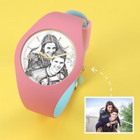Montre gravée personnalisée silicone rose — Montres pour hommes