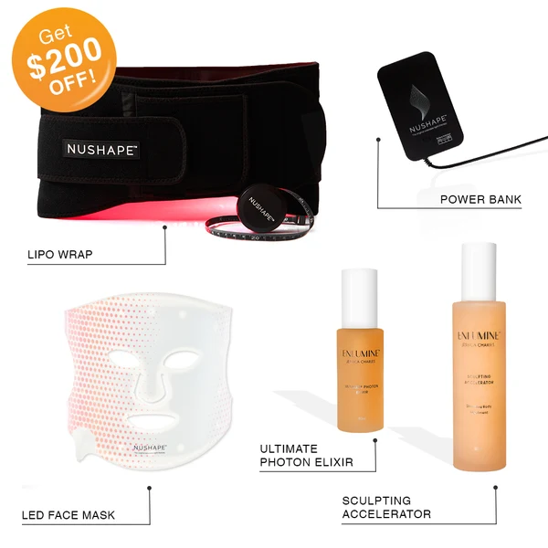 Ensemble d'appareils de soins de la peau Nushape Glow-Up — CEMP et thérapie par la lumière rouge
