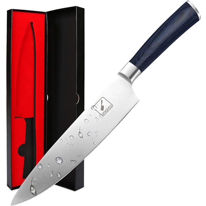 Couteau de chef imarku 8" avec manche bleu — Ensemble de couteaux