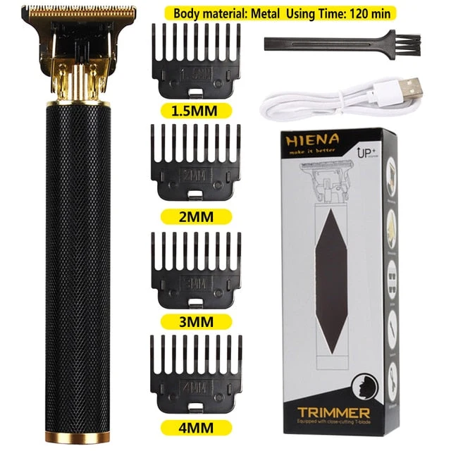 Electric Hair And Beard Trimmer | T9 Head Rechargeable USB Trimmer - Black
