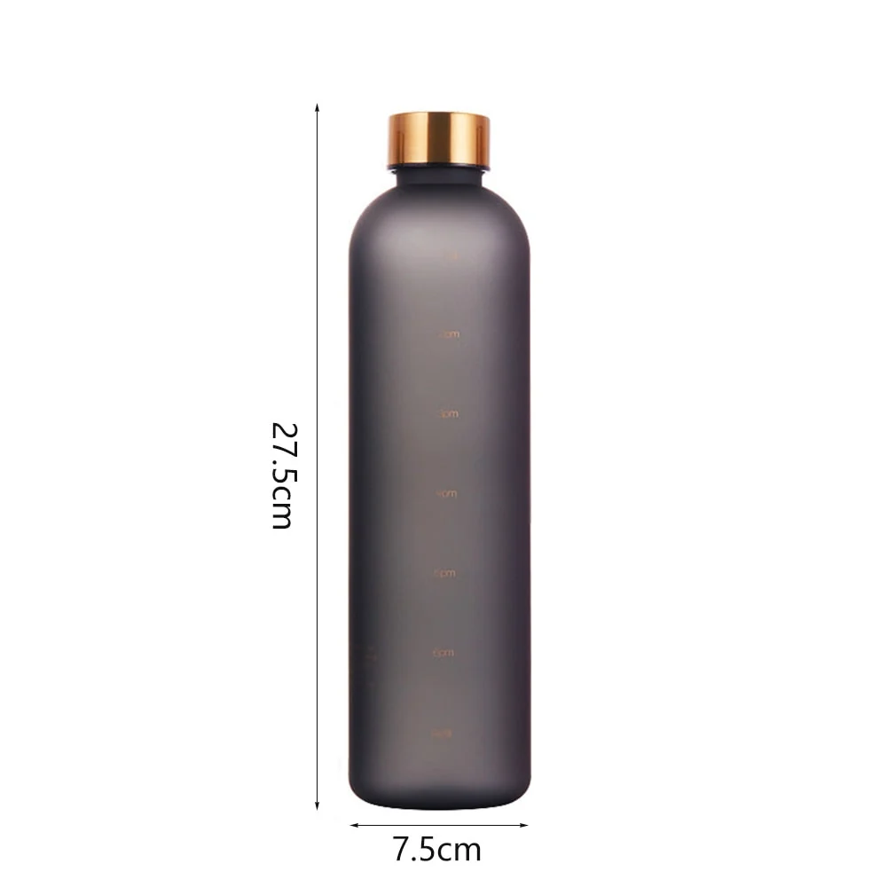 Bouteille d'eau Encalife 1L avec indicateur de temps - Noir — Sports de bouteille d'eau