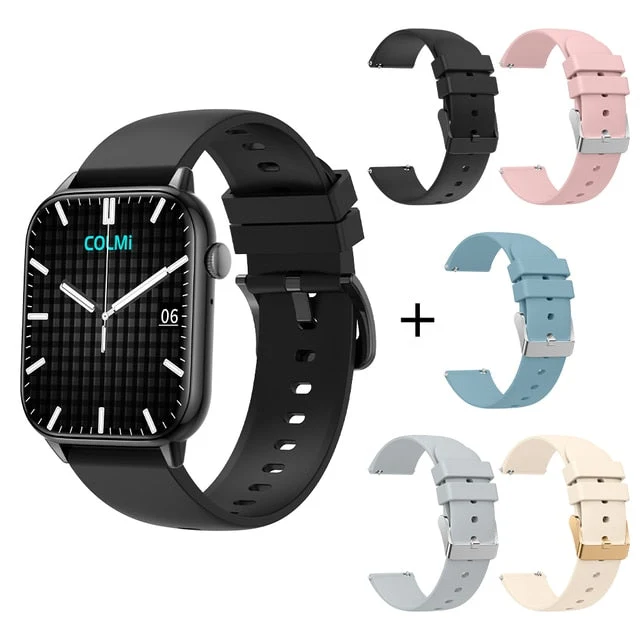 Fitness Tracking Smart Watch | Heart Rate And Sleep Monitor With 5 Straps - Black With 5 Strap