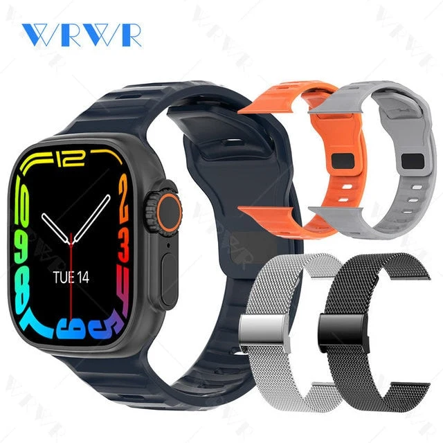 Ultra Smart Watch | Smart Phone Compatible Fitness Tracker - Black with 5 Straps