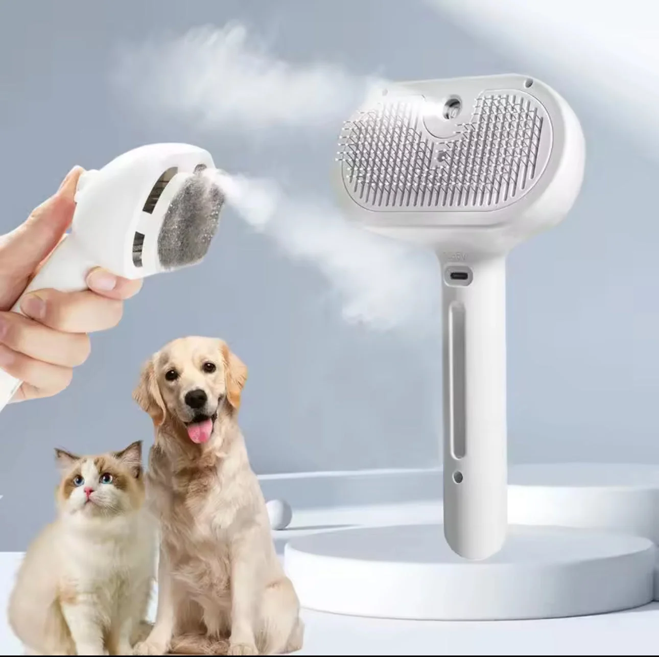 Encalife Pet Steam Grooming Brush for Dogs and Cats