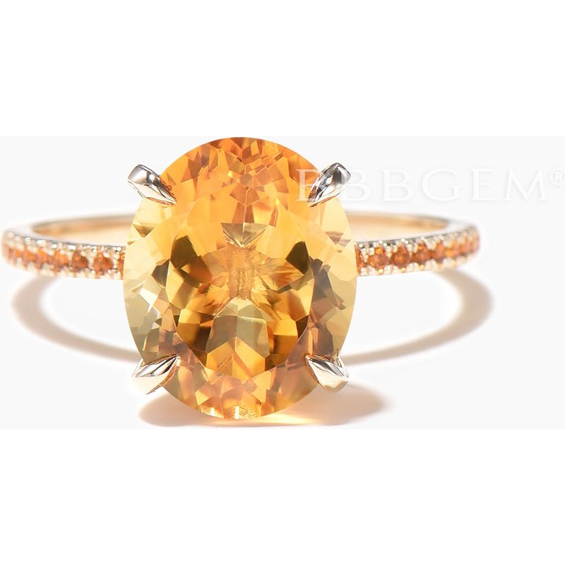 Oval Cut Natural Citrine Engagement Ring Citrine Half Eternity Wedding Ring — Engagement Rings