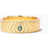 Bague de mariage en agate mousse naturelle en coupe cerf-volant pour homme 6mm — Bijoux de mariage