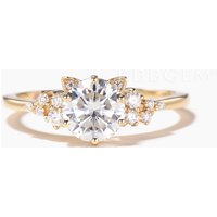 Round Cut Lab-grown Diamond Cat Engagement Ring Igi Certificate Ring