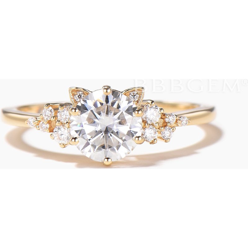 Round Cut Lab-grown Diamond Cat Engagement Ring Igi Certificate Ring — Engagement Rings