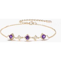 Bracelet en Améthyste Naturelle Taille Princesse avec Diamants par BBBGEM — Bracelet Femme