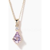 Kite Cut Natural Lavender Amethyst Minimalist Necklace Diamond Pendant — Pendant Necklace