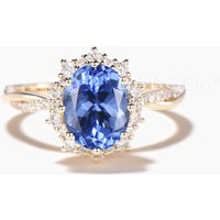 Twisted Engagement Ring 1.5CT Oval Cut Natural Tanzanite Diamond Halo Ring