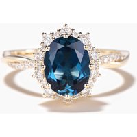 Oval Cut Natural London Blue Topaz Wedding Ring Diamond Halo Twisted Ring — Wedding Jewelry