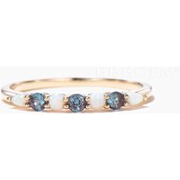 Mixed Cut Color-change Alexandrite White Opal Wedding Ring Eternity Band — Wedding Jewelry