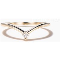 Princess Cut Moissanite Solitarie Wedding Ring Curved Yellow Gold Band