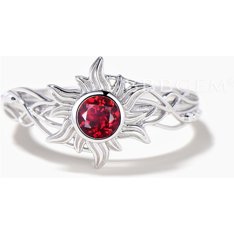 Round Cut Ruby Twisted Engagement Ring White Opal Princess Rapunzel Ring — Engagement Rings