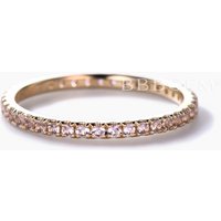 Petite Morganite Wedding Band Micro Pave 14k Yellow Gold Eternity Ring