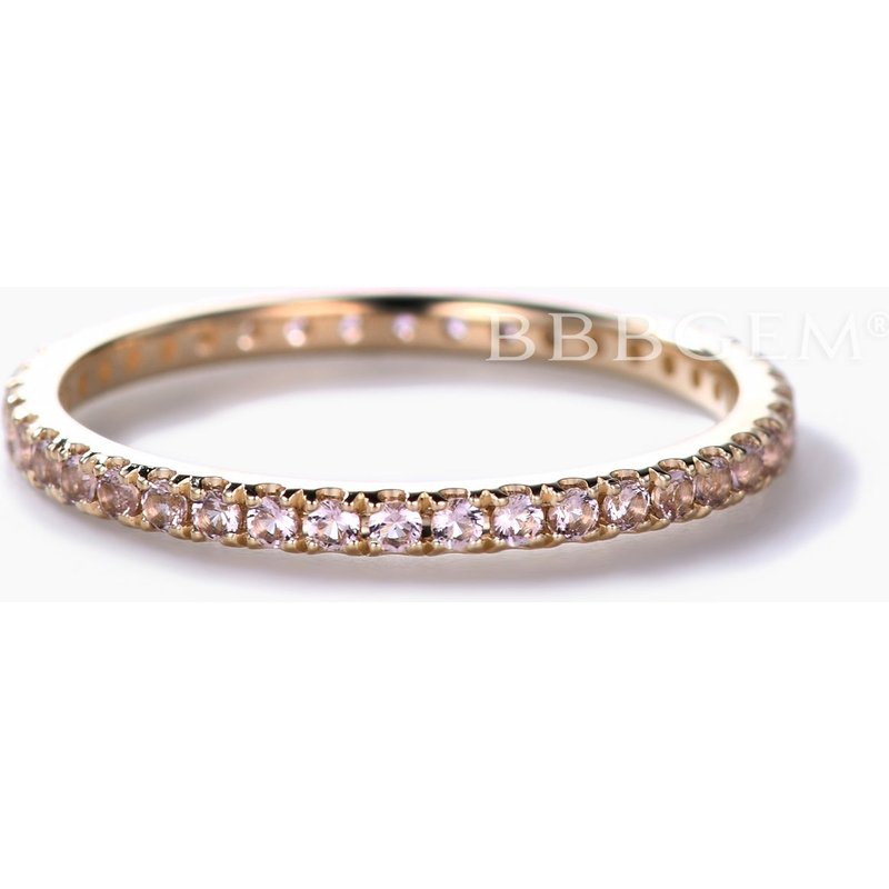 Bague de Mariage Petite Morganite Micro Pave en Or Jaune 14k — Bijoux de mariage