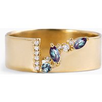 6mm Color-change Alexandrite Gap Band Diamond Cluster Wedding Band — Wedding Jewelry