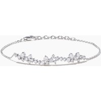 Round Cut Moissanite Cluster Bracelet 14K White Gold Wedding Bracelet