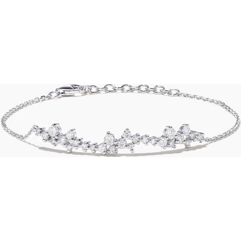 Bracelet en Or Blanc 14K avec Cluster de Moissanite Taille Ronde — Bracelet Femme