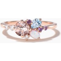 Round Natural Morganite Wedding Ring Aquamarine Opal Mixed Cut Cluster Ring — Wedding Jewelry